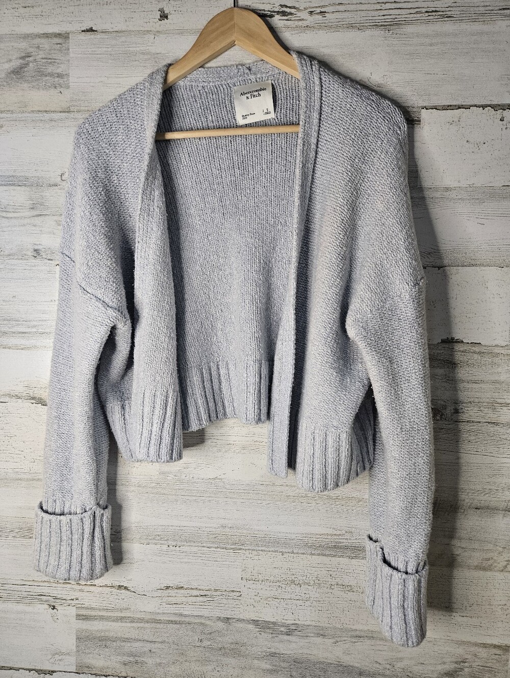 Abercrombie & Fitch Women's Blue Gray Knit Cardigan Coastal Small Chunky Knit
